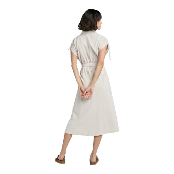 NWT Time and Tru Women's Cotton blend Midi Shirtdress Light Tan/Beige - Picture 4 of 5